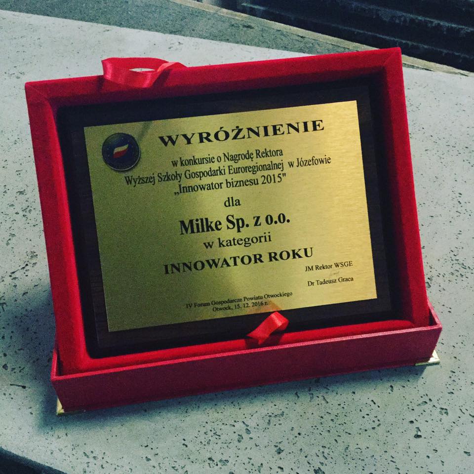 Wręczenie wyróżnienia dla MILKE - Innowator Roku 2015