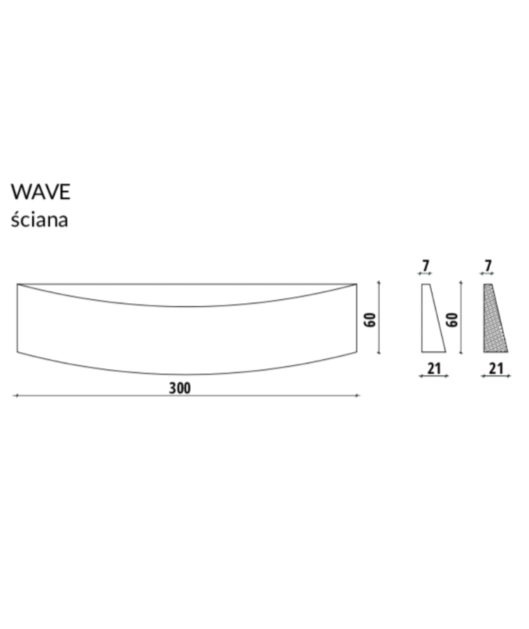 WAVE - linia TEKT Concrete - MILKE - wymiary