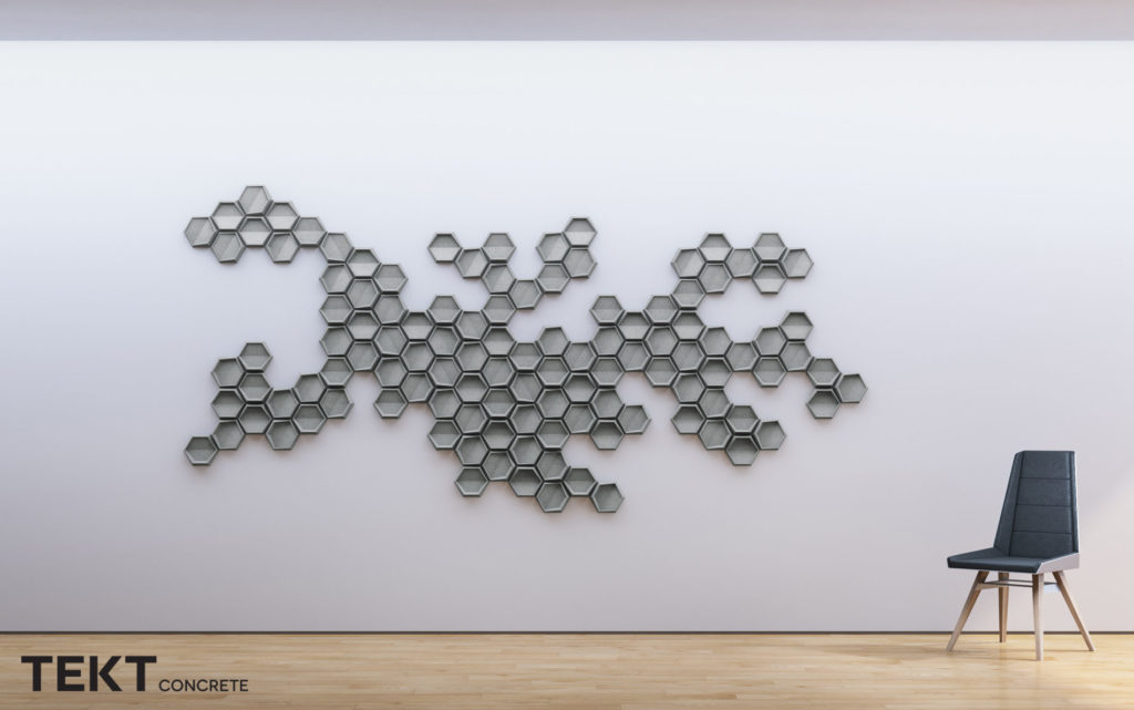 Kompozycja obraz z kafli 3D HEXO - TEKT Concrete - MILKE