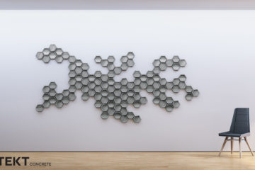 Kompozycja obraz z kafli 3D HEXO - TEKT Concrete - MILKE